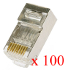 Shielded  RJ45 connector for solid wire FTP cable - 100 pcs